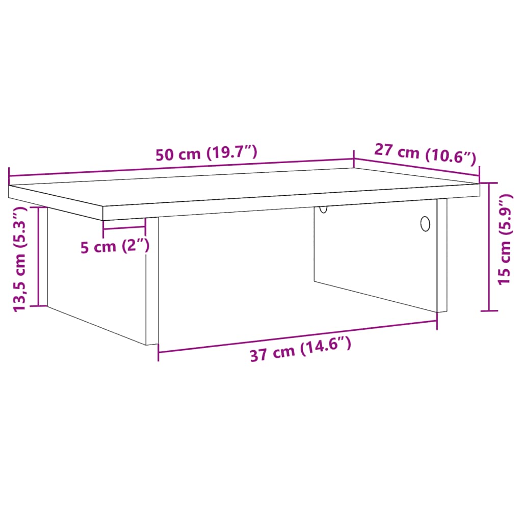 Monitorständer Braun Eichen-Optik 50x27x15 cm Holzwerkstoff