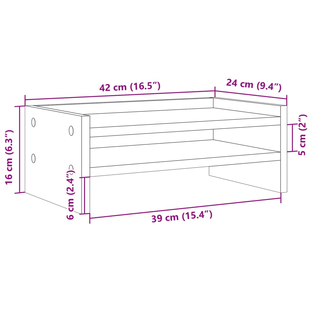 Monitorständer Betongrau 42x24x16 cm Holzwerkstoff