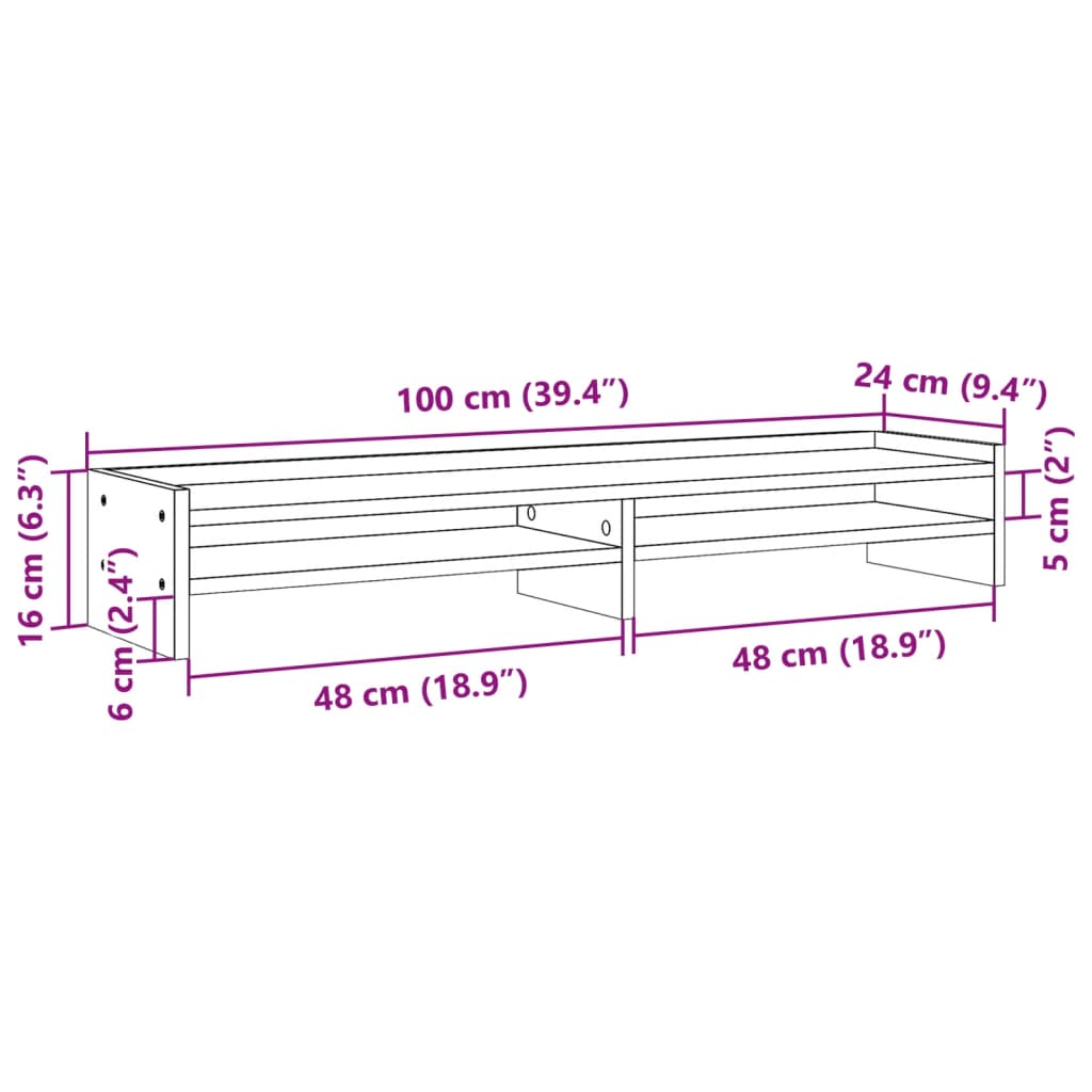 Monitorständer Sonoma-Eiche 100x24x16 cm Holzwerkstoff