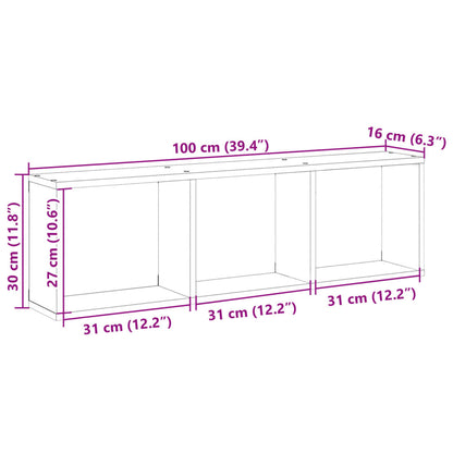 Wandschrank 100x16x30 cm Altholz-Optik Holzwerkstoff