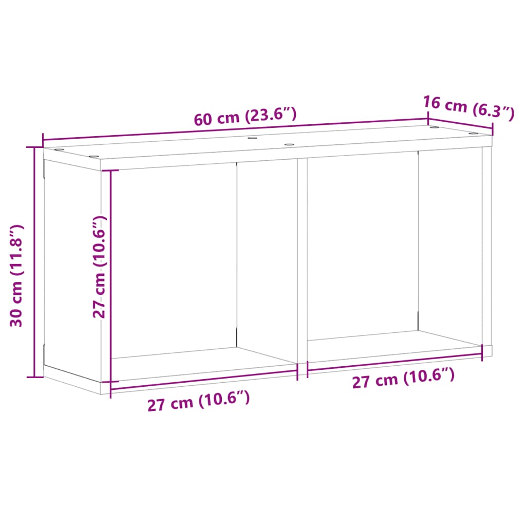 Wandschrank 60x16x30 cm Altholz-Optik Holzwerkstoff