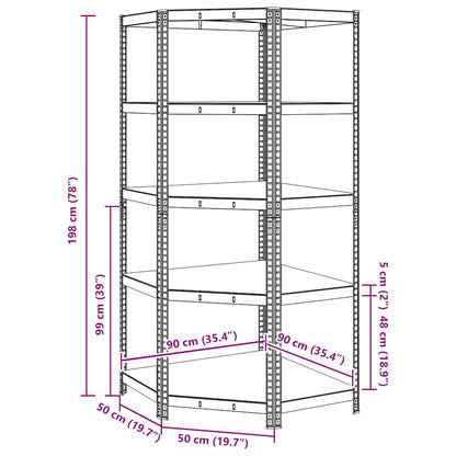 Eckregal mit 5 Böden Silbern Stahl & Holzwerkstoff
