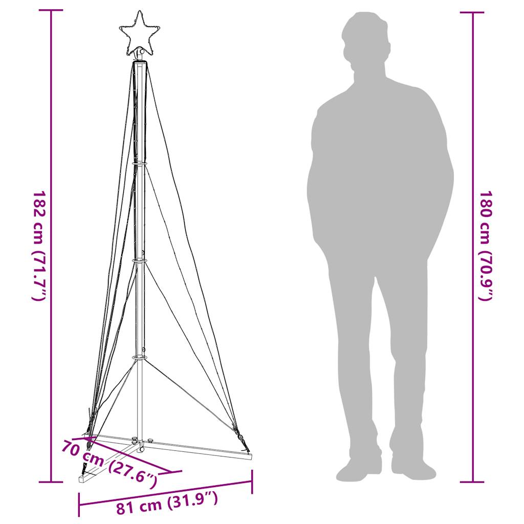 Weihnachtsbaum-Beleuchtung 363 LEDs Kaltweiß 182 cm