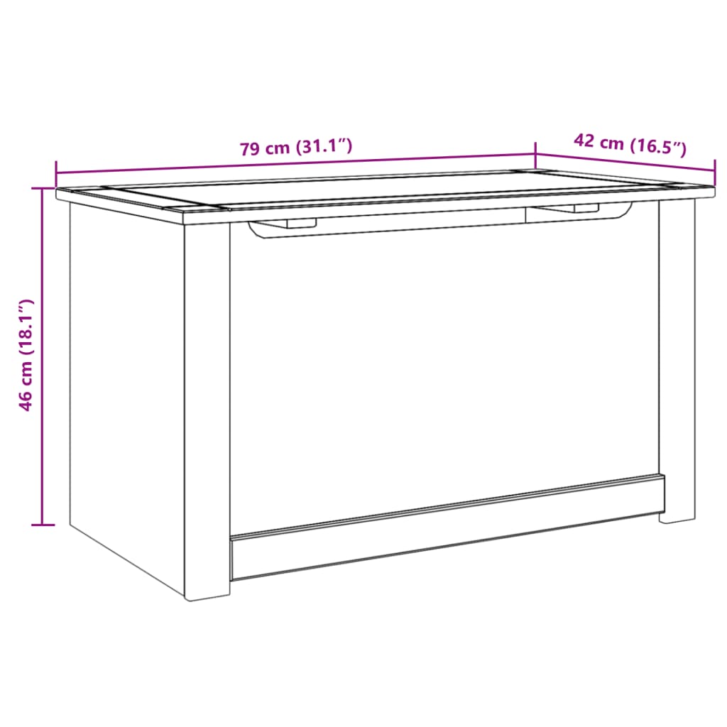 Truhe mit Deckel Panama 79x42x46 cm Massivholz Kiefer