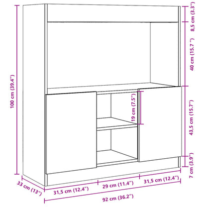 Highboard Weiß 92x33x100 cm Holzwerkstoff