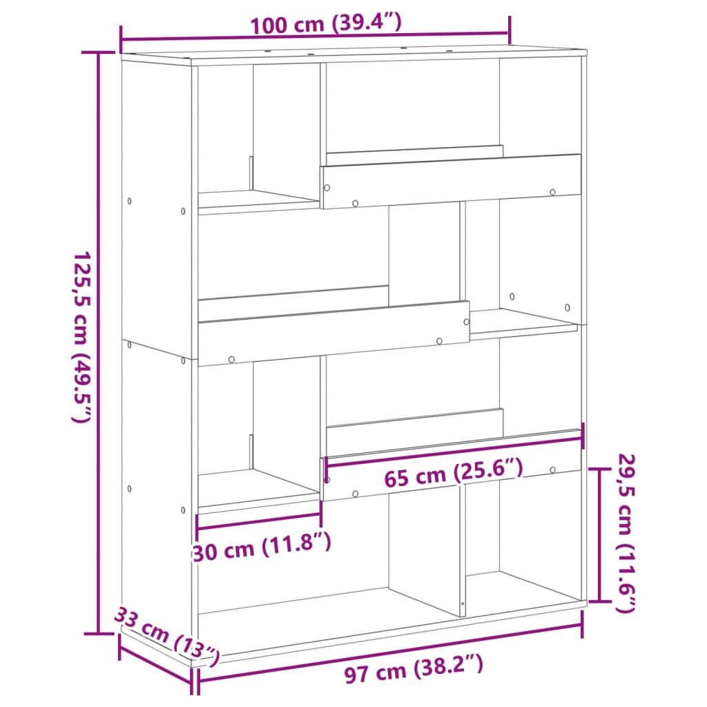 Bücherregal Altholz-Optik 100x33x125,5 cm Holzwerkstoff