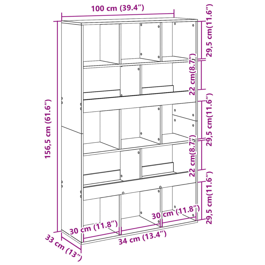 Bücherregal Altholz-Optik 100x33x156,5 cm Holzwerkstoff