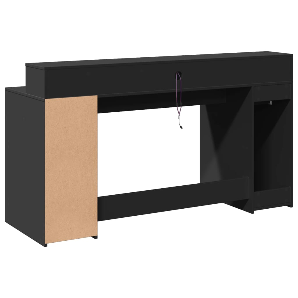 LED-Schreibtisch Schwarz 160x55x91 cm Holzwerkstoff