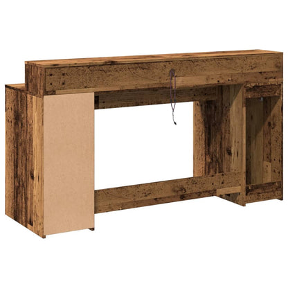 LED-Schreibtisch Altholz-Optik 160x55x91 cm Holzwerkstoff