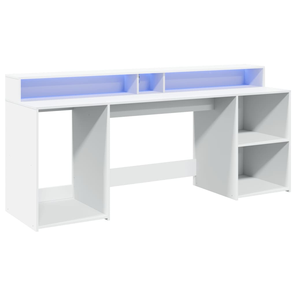 LED-Schreibtisch Weiß 200x55x91 cm Holzwerkstoff