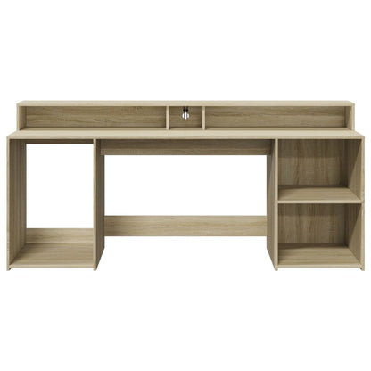 LED-Schreibtisch Sonoma-Eiche 200x55x91 cm Holzwerkstoff