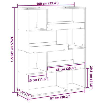 Raumteiler Altholz-Optik 100x33x125,5 cm Holzwerkstoff