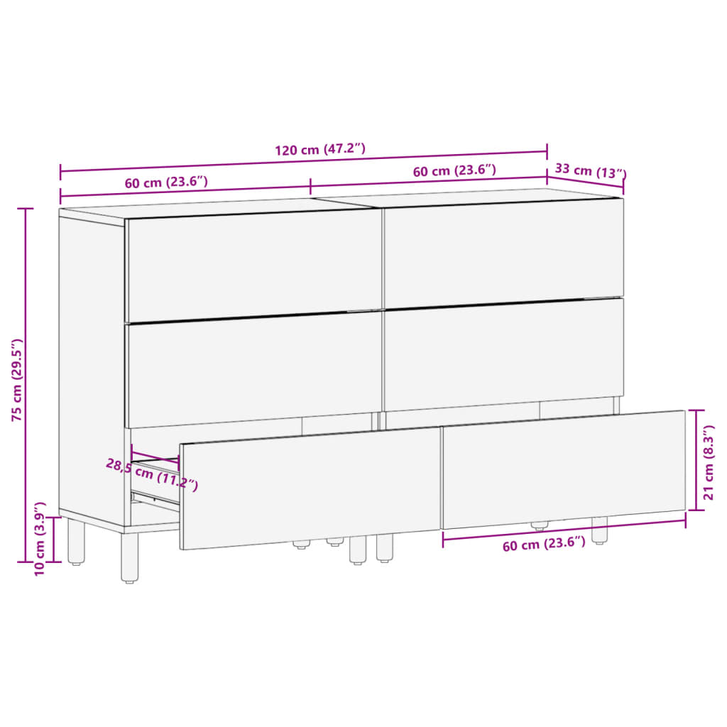 Sideboards 2 Stk. Schwarz 60x33x75 cm Holzwerkstoff