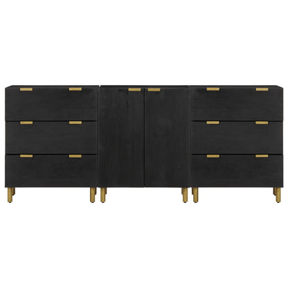 3-tlg. Sideboards Schwarz Holzwerkstoff