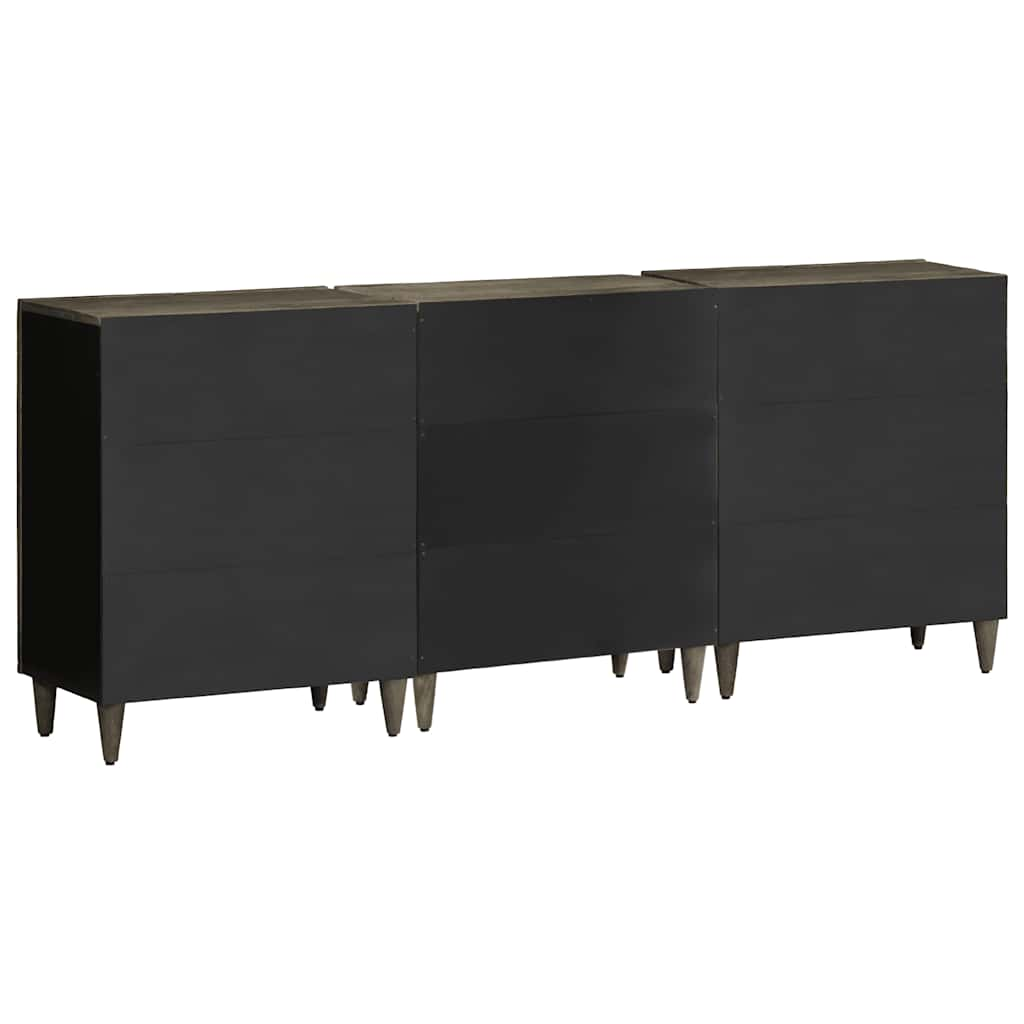 3-tlg. Sideboards Hellgrau 60x33,5x75 cm Massivholz Mango