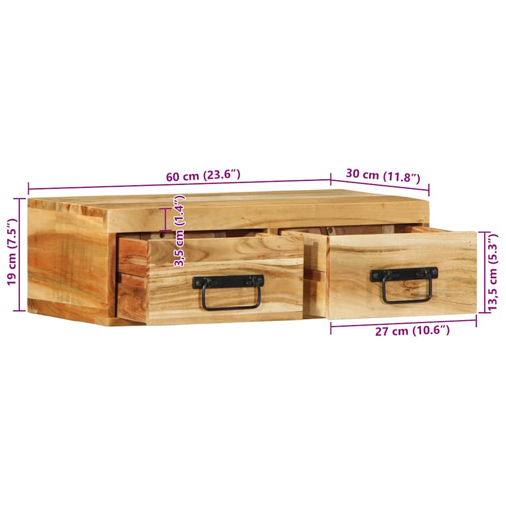 TV-Wandschrank 60x30x19 cm Massivholz Akazie