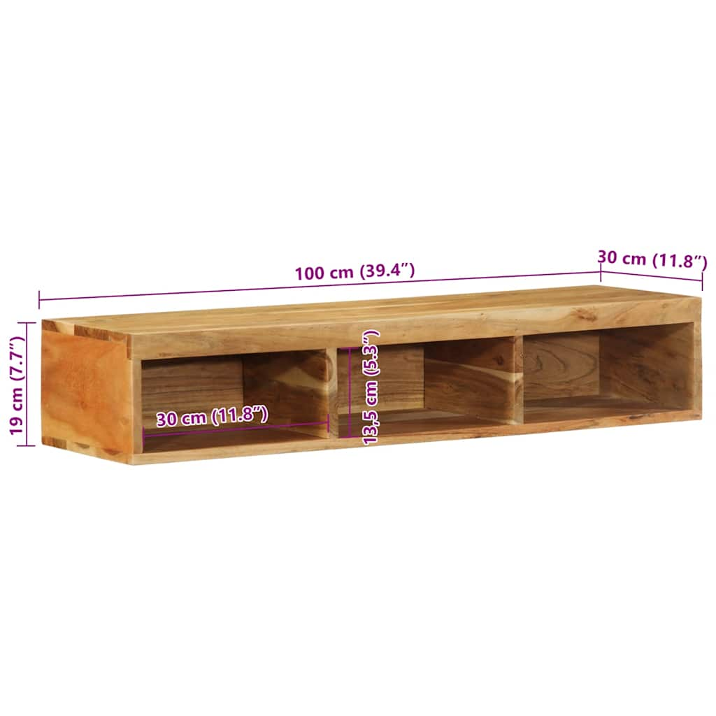 TV-Wandschrank 100x30x19 cm Massivholz Akazie