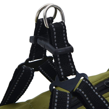 Hundemantel Geschirr Wasserdicht Reflektierend Armeegrün L68