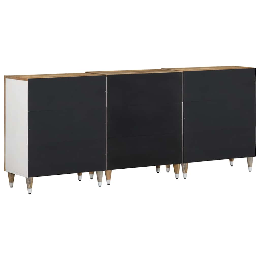 Sideboards mit Blättern 3 Stk. 60x33,5x75 cm Massivholz Mango