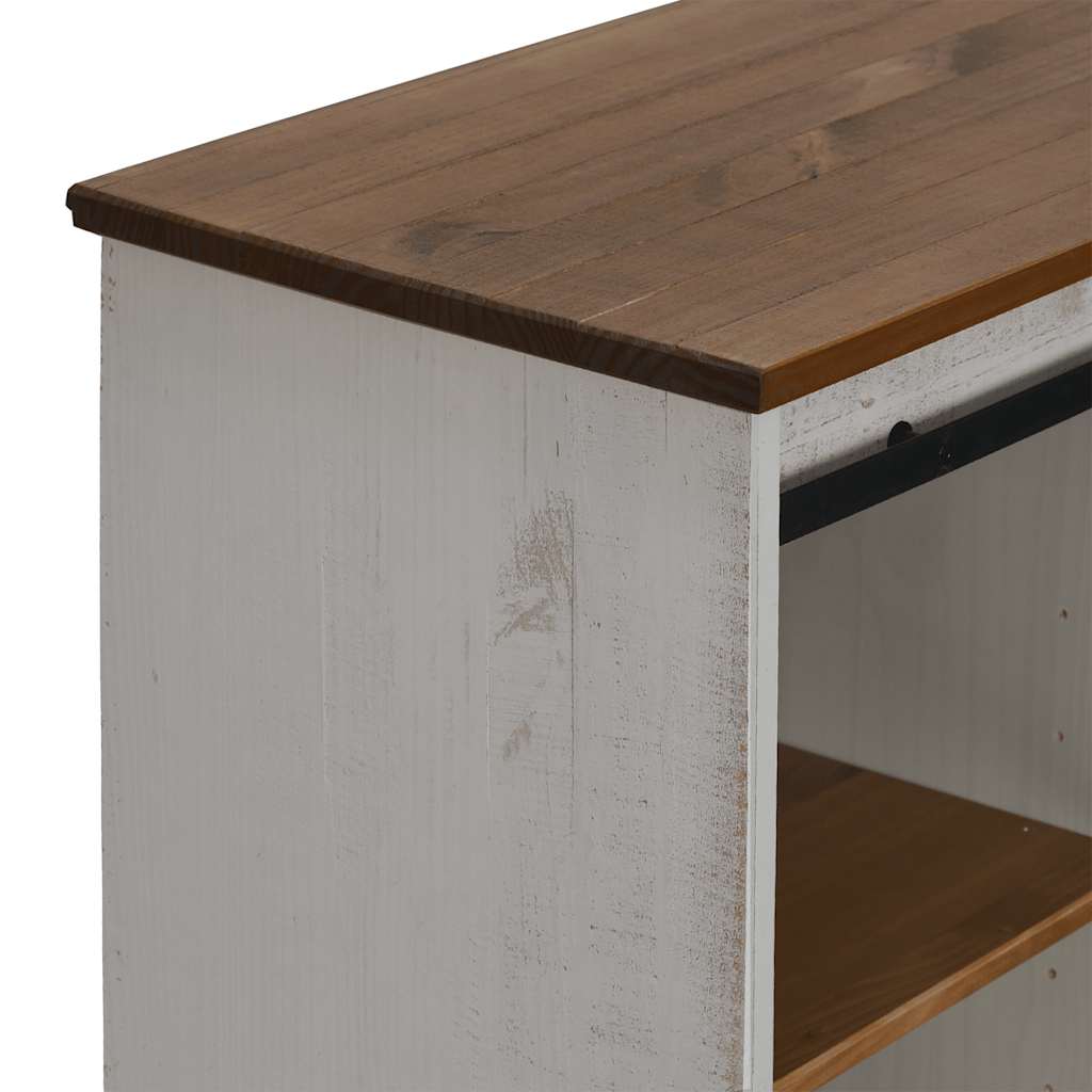 Sideboard HALDEN mit Schiebetür Weiß 80x40x80 cm Massivholz