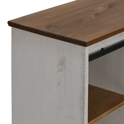 Sideboard HALDEN mit Schiebetür Weiß 80x40x80 cm Massivholz