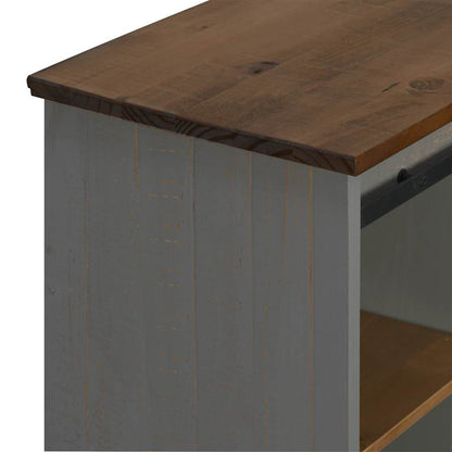 Sideboard HALDEN mit Schiebetür Grau 80x40x80 cm Massivholz