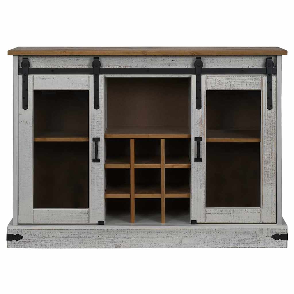 Sideboard HALDEN 2 Schiebetüren Weiß 112x40x80 cm Massivholz