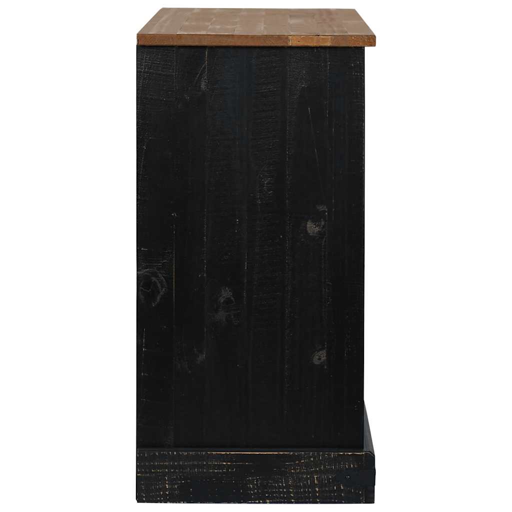 Sideboard HALDEN 2 Schiebetüren Schwarz 112x40x80 cm Massivholz