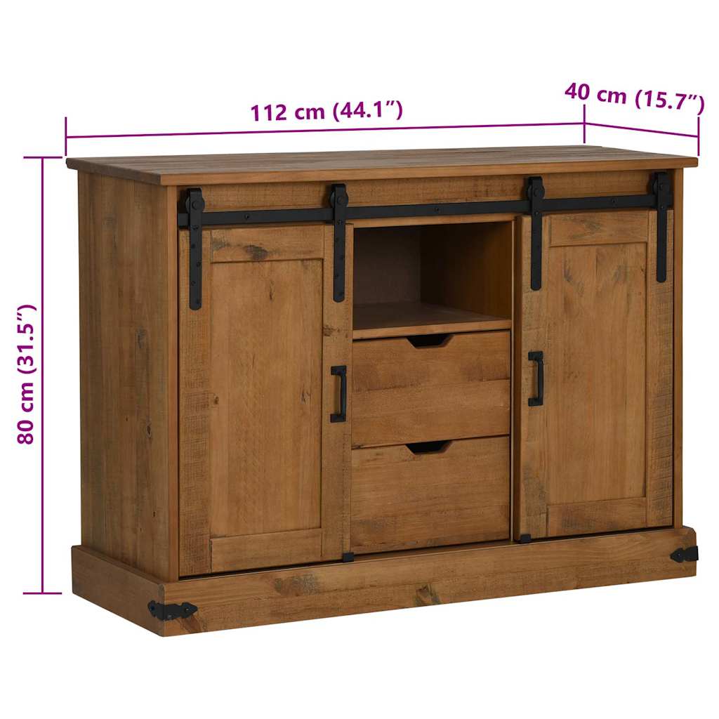 Sideboard HALDEN 2 Schiebetüren 112x40x80 cm Massivholz