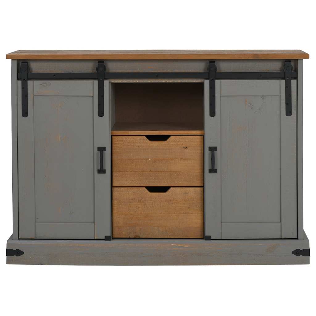 Sideboard HALDEN 2 Schiebetüren Grau 112x40x80 cm Massivholz