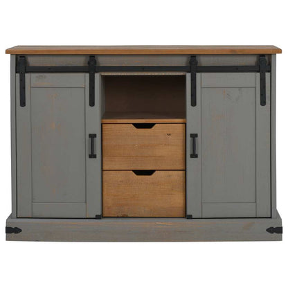 Sideboard HALDEN 2 Schiebetüren Grau 112x40x80 cm Massivholz