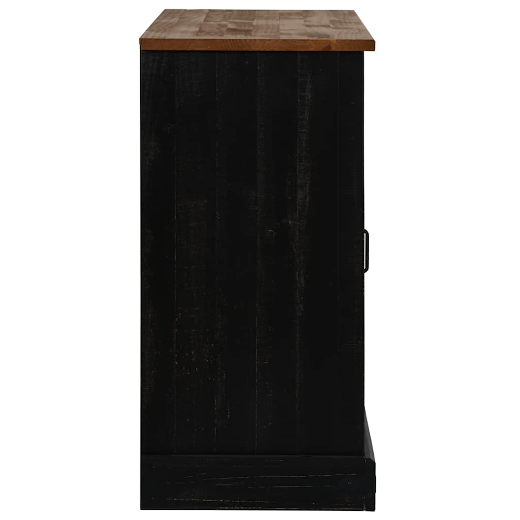 Sideboard HALDEN 2 Schiebetüren Schwarz 112x40x80 cm Massivholz