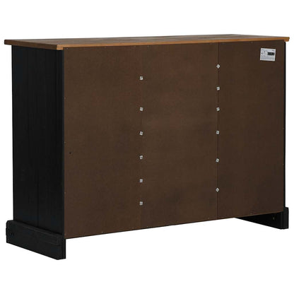 Sideboard HALDEN 2 Schiebetüren Schwarz 112x40x80 cm Massivholz