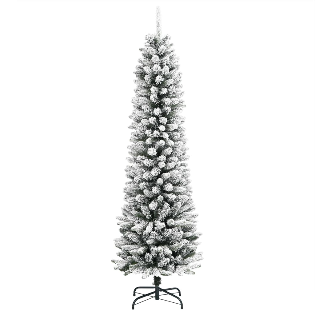 Künstlicher Weihnachtsbaum Schlank mit Schnee 150 cm PVC & PE