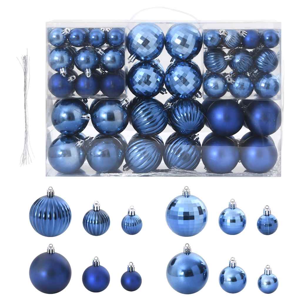 Weihnachtskugeln 100 Stk. Blau Ø3/4/6 cm