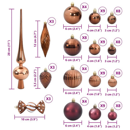 Weihnachtskugeln 98 Stk. Braun Ø3/4/6 cm