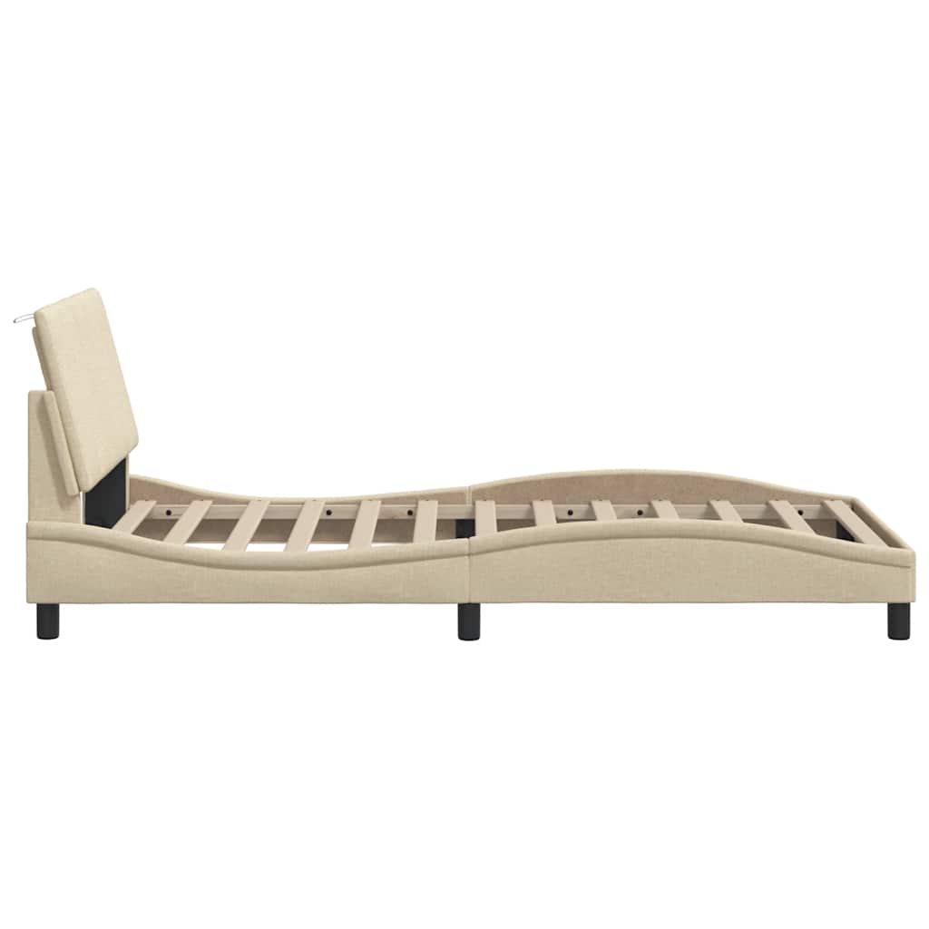 Bettgestell ohne Matratze "Hanko" Creme 100x200 cm Stoff