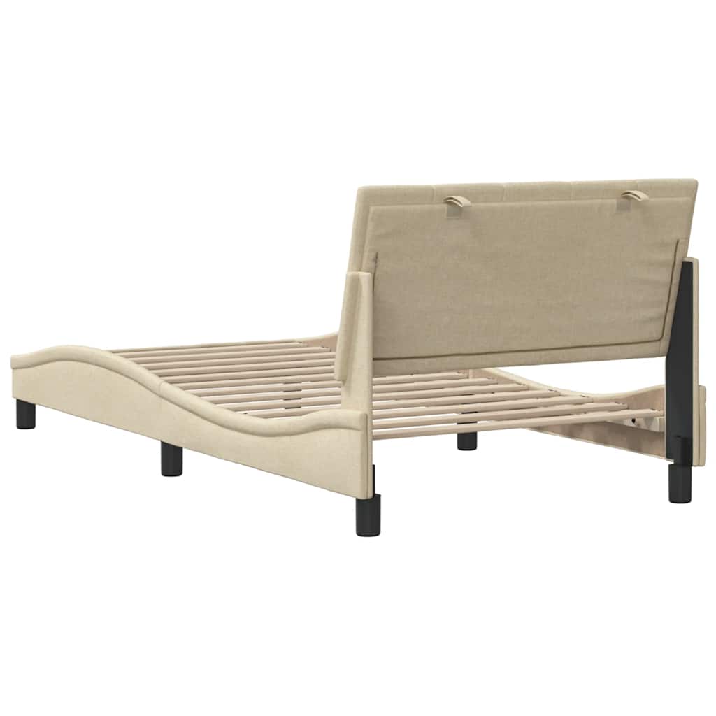 Bettgestell ohne Matratze "Hanko" Creme 100x200 cm Stoff