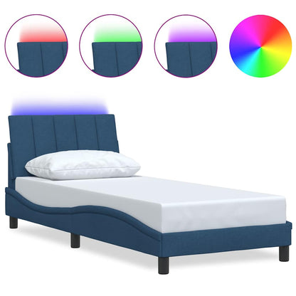 Bettgestell ohne Matratze "Hanko" Blau 90x200 cm Stoff