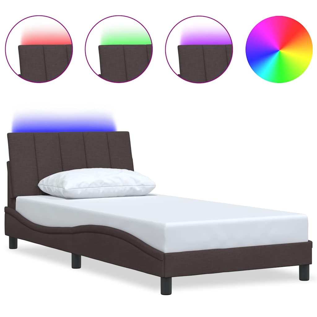 Bettgestell ohne Matratze "Hanko" Dunkelbraun 100x200 cm Stoff