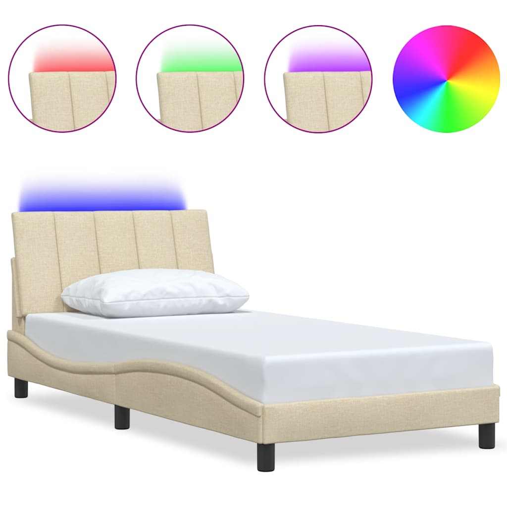 Bettgestell ohne Matratze "Hanko" Creme 100x200 cm Stoff