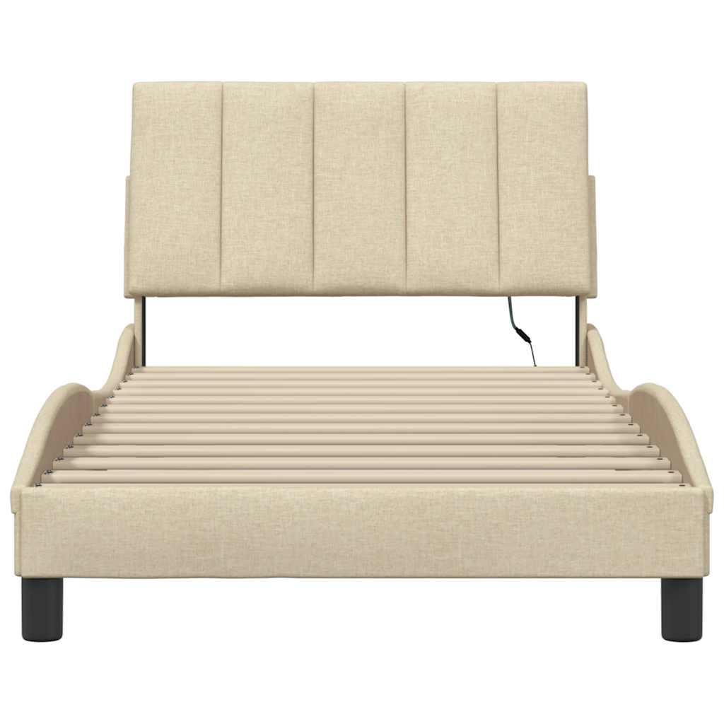 Bettgestell ohne Matratze "Hanko" Creme 100x200 cm Stoff