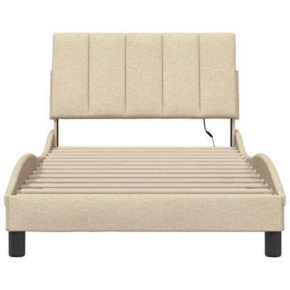 Bettgestell ohne Matratze "Hanko" Creme 100x200 cm Stoff