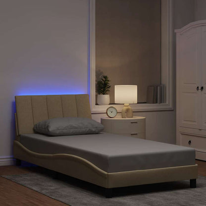 Bettgestell ohne Matratze "Hanko" Creme 100x200 cm Stoff