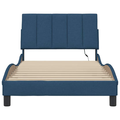 Bettgestell ohne Matratze "Hanko" Blau 100x200 cm Stoff