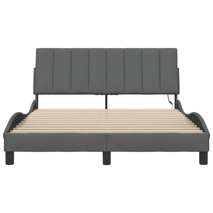 Bettgestell ohne Matratze "Hanko" Dunkelgrau 120x200 cm Stoff