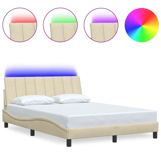 Bettgestell ohne Matratze "Hanko" Creme 140x190 cm Stoff