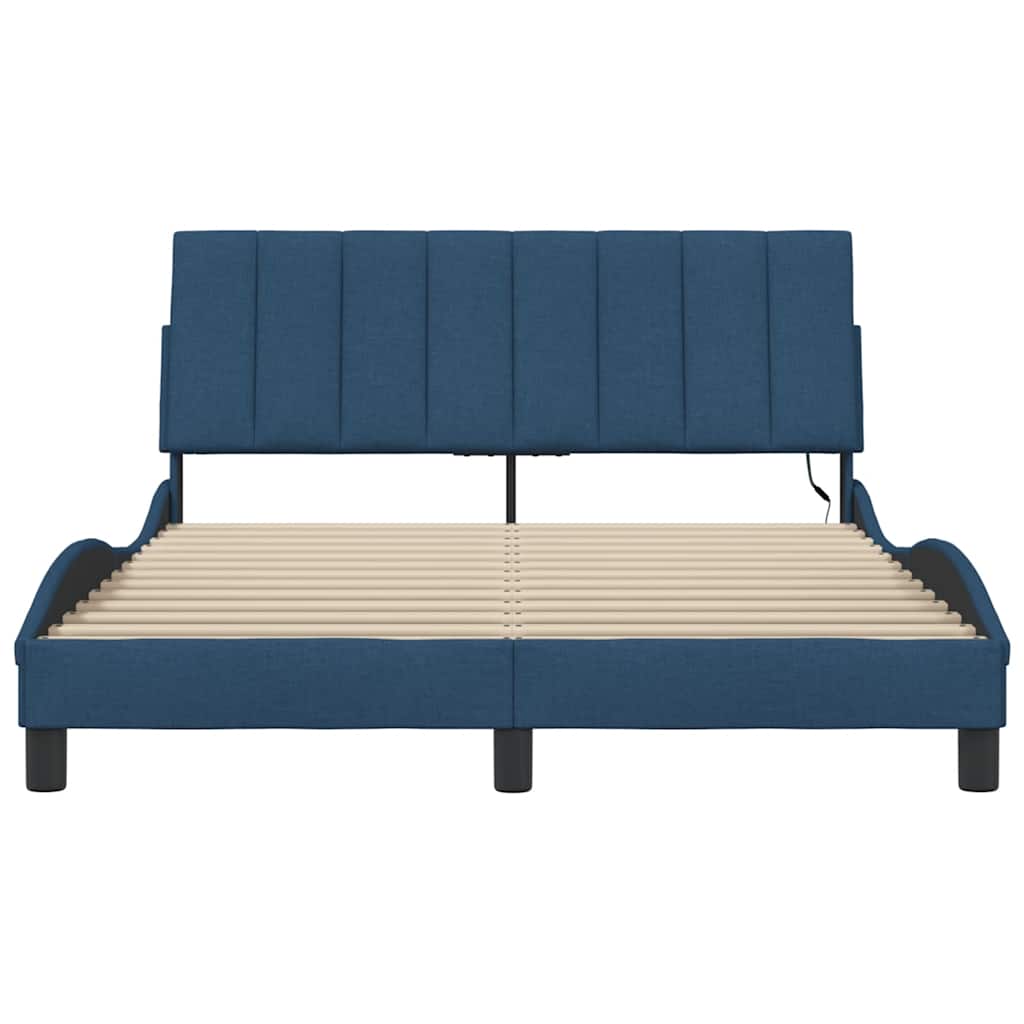 Bettgestell ohne Matratze "Hanko" Blau 140x190 cm Stoff