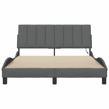 Bettgestell ohne Matratze "Hanko" Dunkelgrau 140x200 cm Stoff