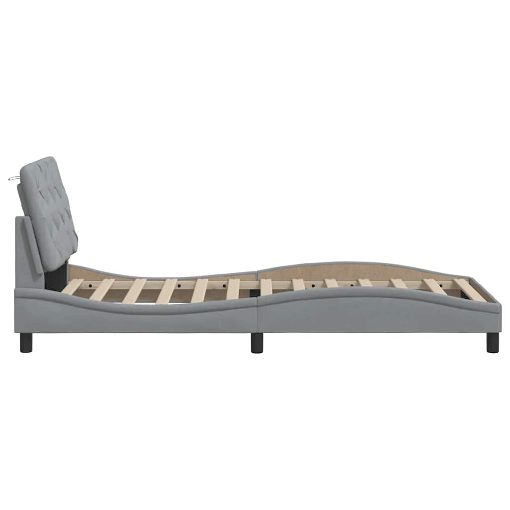 Bettgestell ohne Matratze Hellgrau 80x200 cm Stoff